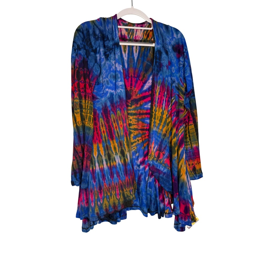 NWT Unique Batik Swing Jacket Tie Dye Open Cardigan Multi Color Handcrafted